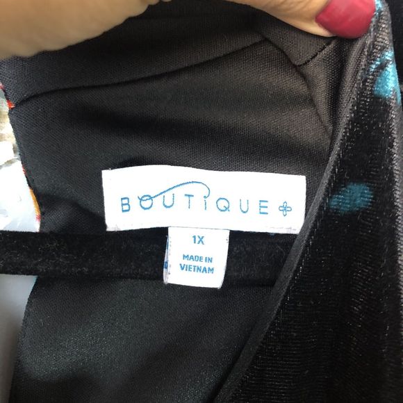 NEW -VELVET WOMEN DRESS Boutique+ Floral Velvet Choker Flare Hem - Picture 11 of 11